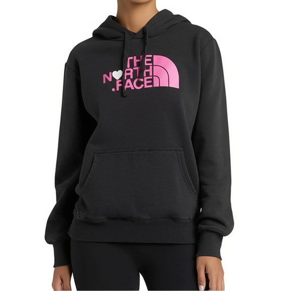 North Face Hoodie Womens Small Black Pullover Pink Logo Streetwear Cozy‎ Casual - Picture 2 of 13